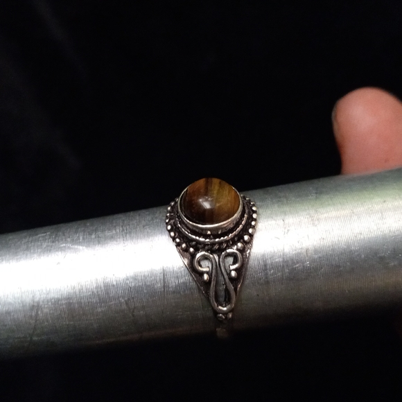 125 Tiger Eye Silver Gemstone Ring size 9 stamped 925 shipping sale - Picture 5 of 9